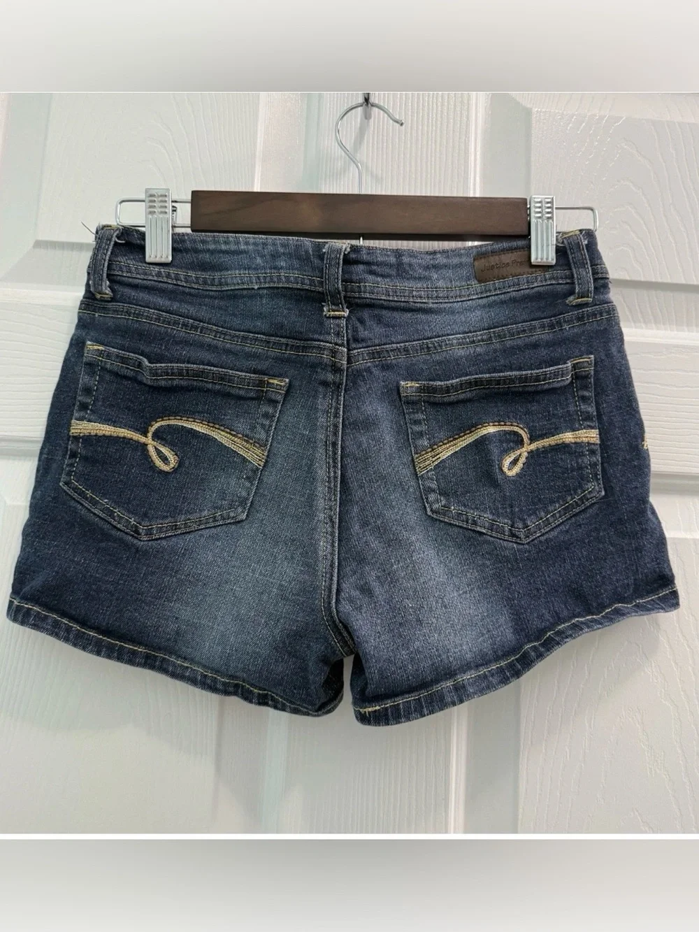 Justice Girls Size 16 Regular Simply Low Flat Front Denim Blue Jean Shorts